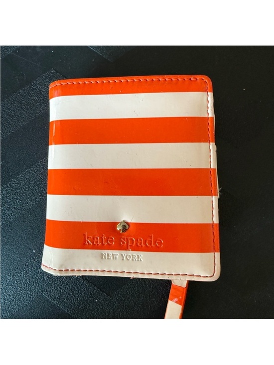 kate spade Handbags - kate spade Orange and White Striped Card Holder with Spade Logo